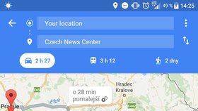 Již při vyhledání trasy vám Google ukáže, zda bude snadné či obtížné najít v cílové destinaci parkování. Tedy, pokud u nás jedete do Prahy.