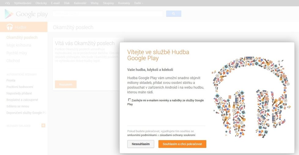 Hudbu z Google Play je možné si poslechnout v internetovém přehrávači, v mobilní aplikace Google Music nebo ji rovnou stáhnout