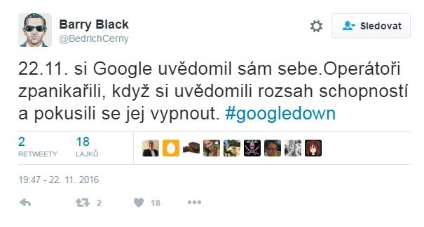 Vtípek na výpadek Google z Twitteru