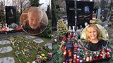 Štědrý den na hrobech Gotta (†80) a Pilarové (†80): Uslzení fanoušci vystlali cestu růžemi