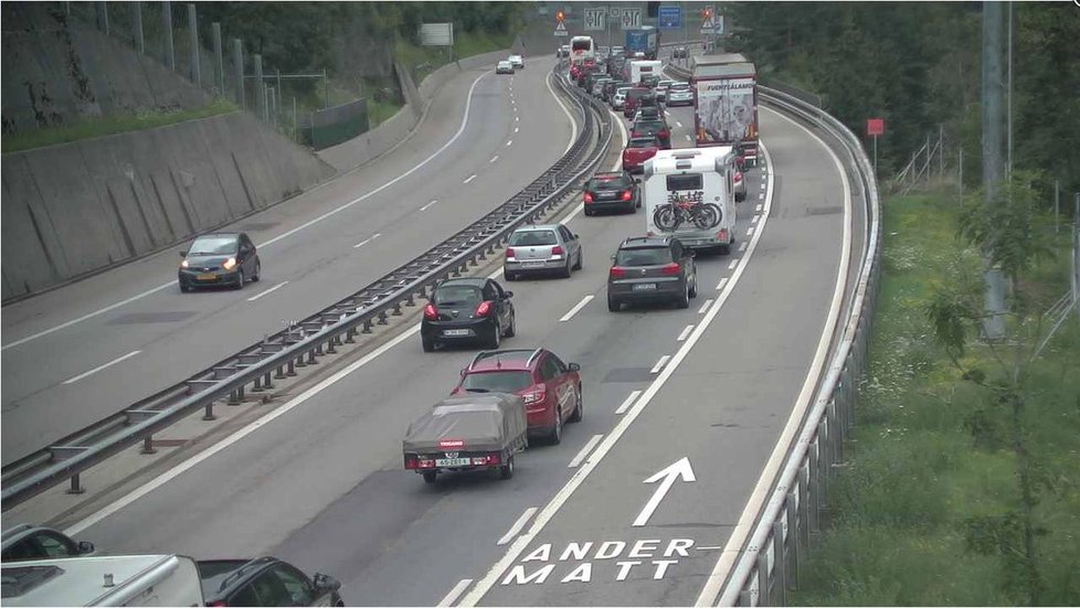 Gotthardský tunel na švýcarské dálnici A2 byl uzavřen (27.7.2019)