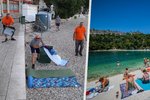 V chorvatském letovisku Gradac nekompromisně likvidují osušky, které na pláži zůstanou přes noc.