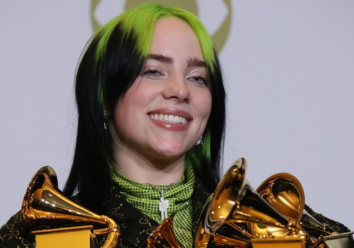 Zpěvačka Billie Eilish na předávání cen Grammy 2020