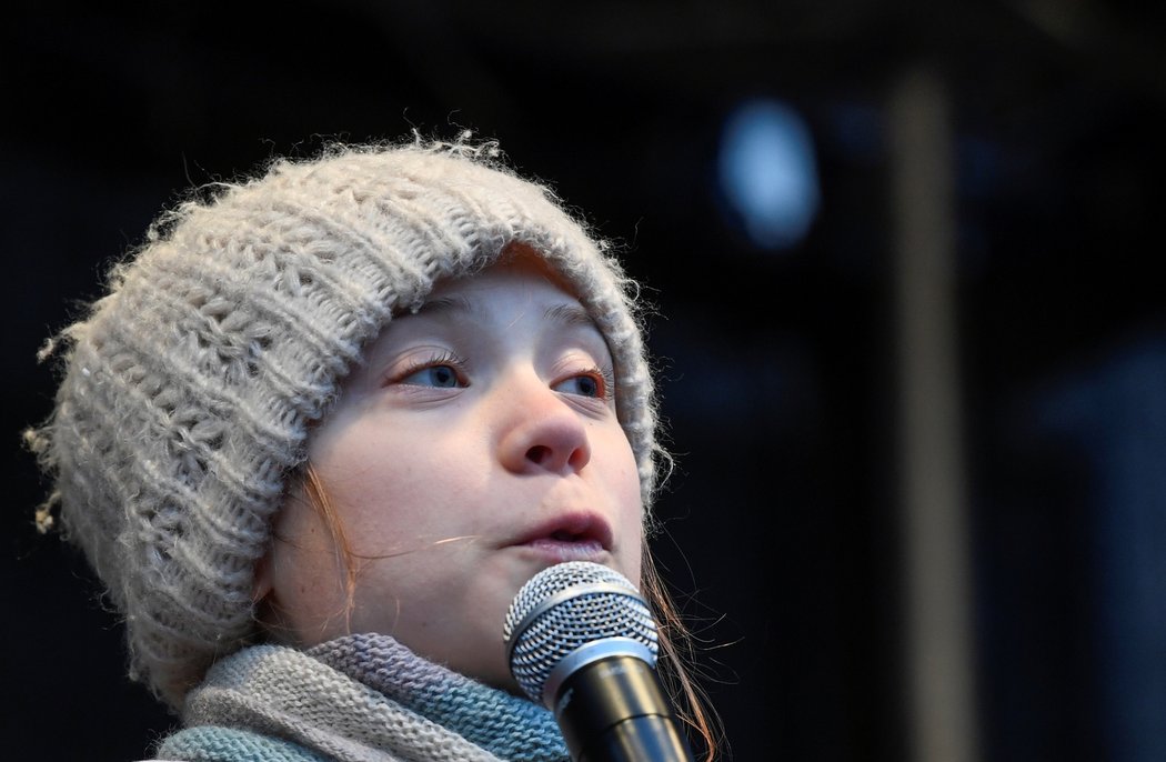 Greta Thurnberg na demonstraci v Hamburku