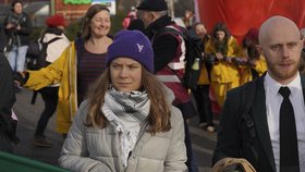 Greta Thunbergová na protestu proti soukromým tryskáčům (27. 1. 2024)