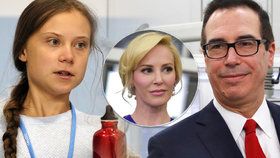 Herečka Lintonová se postavila proti manželovi Mnuchinovi kvůli kritizování švédské aktivistky, moc dlouho jí to ale nevydrželo