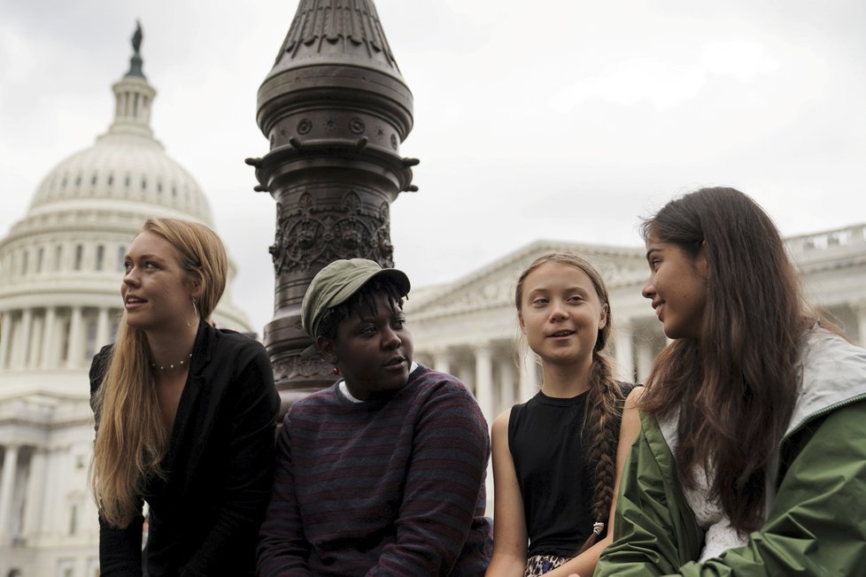 Aktivistka Greta Thunbergová ve Washingtonu.