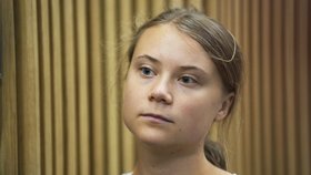 Greta Thunbergová u soudu v Malmö (24.7. 2023)