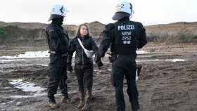 Německá policie zadržela aktivistku Gretu Thunbergovou (17.1.2022)