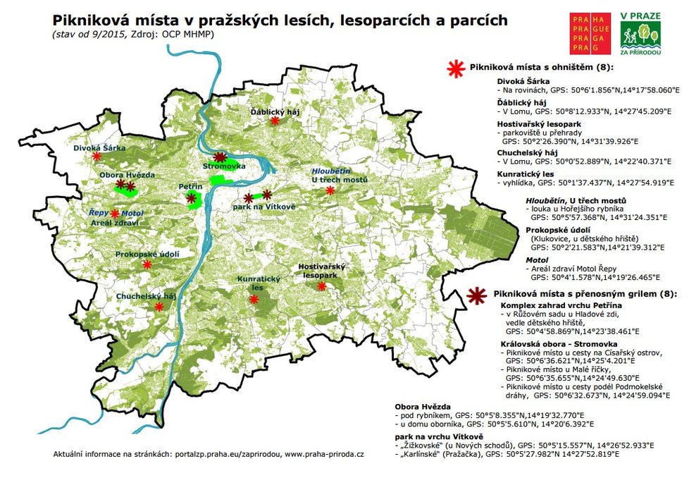 Mapa, kde se v Praze dá všude grilovat.