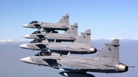 Česká flotila gripenů čítá 14 strojů. Jejich pronájem stojí 1,7 miliardy korun ročně.