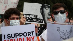 Demonstrace na podporu Alexeje Navalného v gruzínské metropoli Tbilisi (4. 6. 2023)