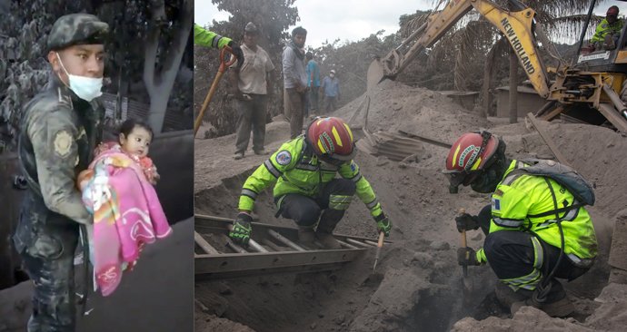 V lávou zničeném domě záchranáři objevily několikaměsíční dítě.