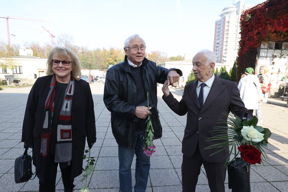 Pohřeb Gustava Oplustila - Jaroslav Satoranský a Iva Hüttnerová