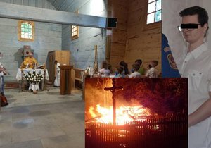 Farář Kazimierz Plachta (66) sloužil v replice vyhořelého kostelíku v Třinci-Gutech mši za zemřelého žháře Richarda (†21).