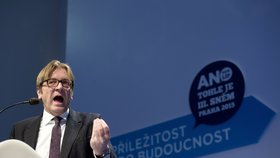 Guy Verhofstadt, předseda frakce ALDE, navštívil také poslední celostátní sněm hnutí ANO.