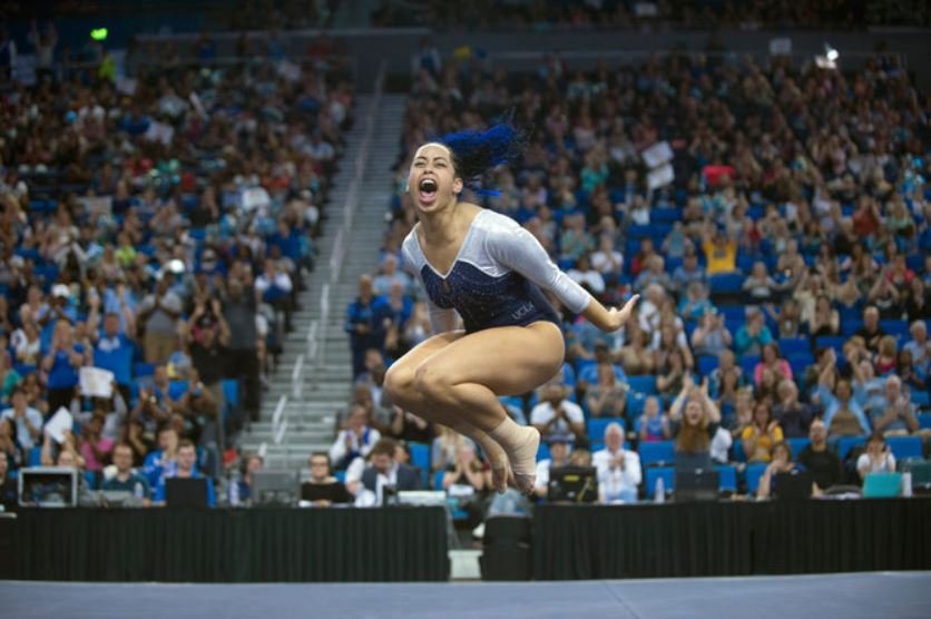 Americká gymnastka Spohina DeJesus svým vystoupením příjemně šokovala při svém vystoupení.