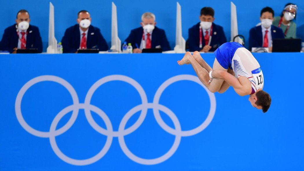 Gymnasta David Jessen v olympijském závodě