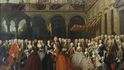 Setkání císařovny-vdovy Amálie Vilemíny s rodinou saské kurfiřtky a polské královny Marie Josefy v Jindřichově Hradci (1737). Kopie obrazu Louise de Silvestre od jeho dcery Marie Maxmilienne.