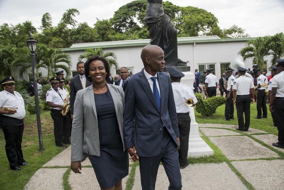 Haitský prezident Jovenel Moïse s manželkou Martine