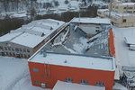 Zřícená střecha v České Třebové, jak ji natočil dron Pardubického kraje.