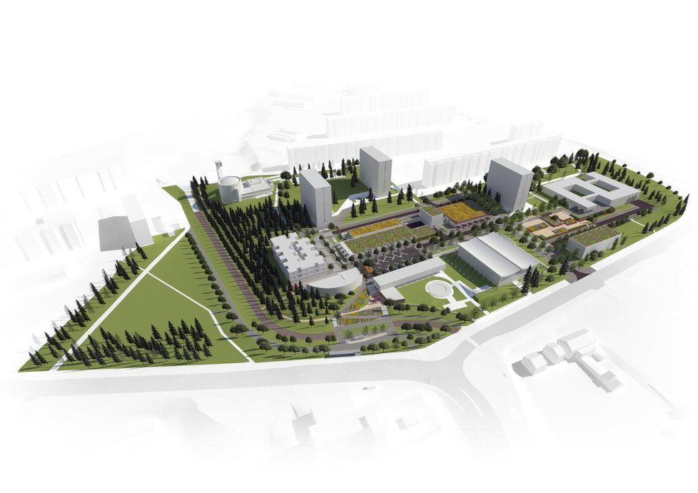 Celkový pohled na Halasovo náměstí podle urbanistické studie Kanceláře architekta města Brna