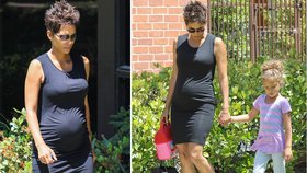 Halle Berry se krásně zakulacuje těhotenské bříško.