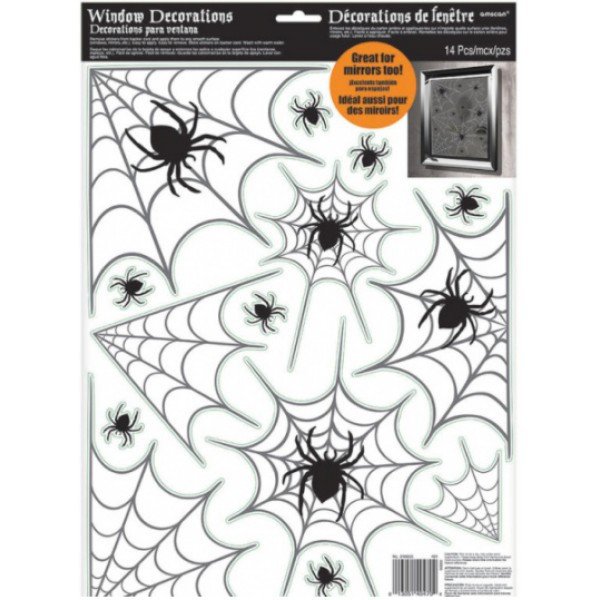 Halloweenská dekorace na okno pavouci s pavučinami 43 x 30 cm, balonkypraha.cz, 39 Kč