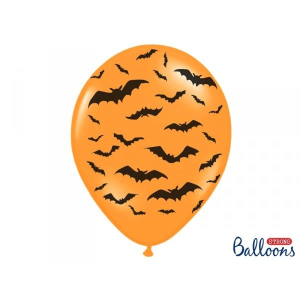 Balonek Halloween oranžový s netopýry 30 cm, balonkypraha.cz, 8 Kč