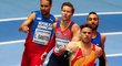 Oscar Husillos, Luguelin Santos a Pavel Maslák v semifinále běhu na 400 metrů na halovém mistrovství světa v Birminghamu