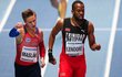 Vítězné gesto Pavla Masláka po semifinále na 400 metrů na halovém místrovství světa v atletice v Birminghamu