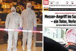 Útok v hamburském supermarketu: Bild zveřejnil fotku pachatele v policejním autě