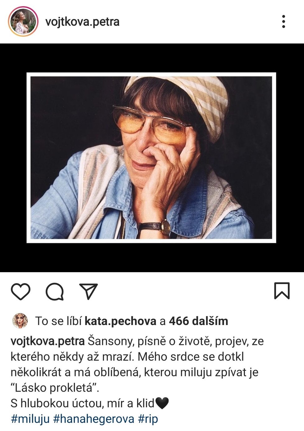 Petra Vojtková zavzpomínala na Hanu Hegerovou.