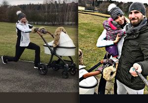 Hana Mašlíková začala cvičit na procházce se synem Andreasem, který leží v kočárku.