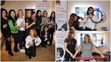 Divočina na křtu cvičebního programu Hanky Kynychové: Dolinová s kruhem mezi stehny, Řandová s gumou nad hlavou