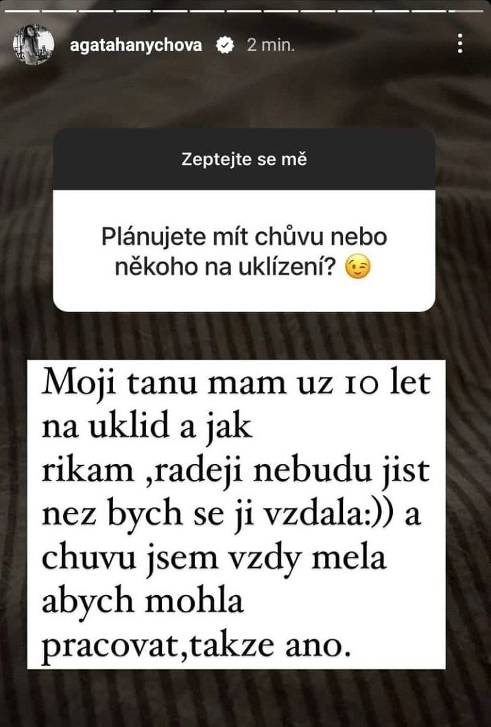 Agáta Hanychová odpovídala na otázky fanoušků na instagramu.