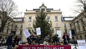 Happening Mít svůj domov za přijetí zákona o sociálním bydlení před Úřadem vlády (5. ledna 2017)