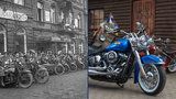 Harleye se sjíždějí jako za první republiky: Už tehdy burácející stroje fascinovaly veřejnost