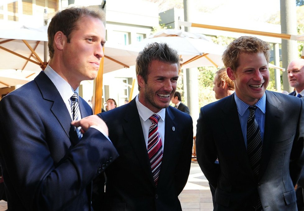 David Beckham s princi Williamem a Harrym v roce 2010