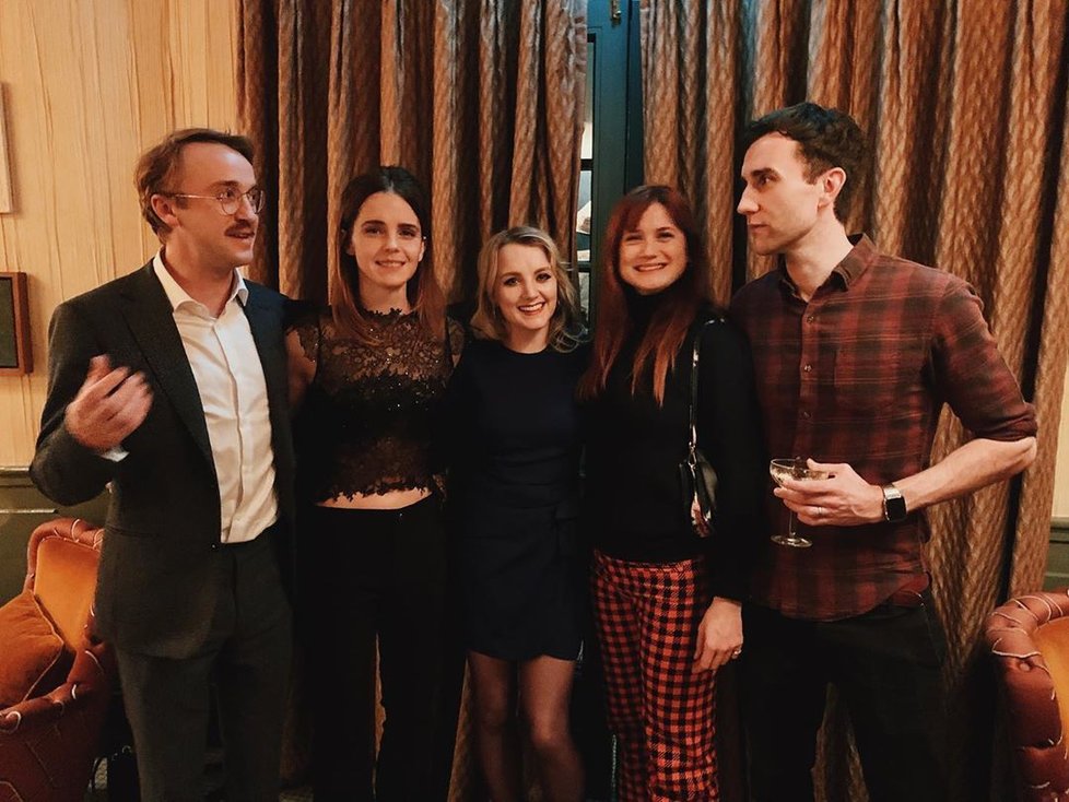 Tom Felton, Emma Watson, Evanna Lynch, Bonnie Wright a Matthew Lewis