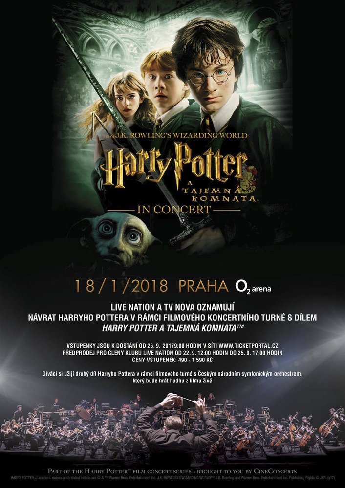 Promítání druhého dílu Harry Potter a Tajemná komnata bude na dvanáctimetrovém plátně a v doprovodu živé hudby