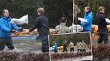Královská záchrana: Harry a William pomáhají při povodních s pytli písku