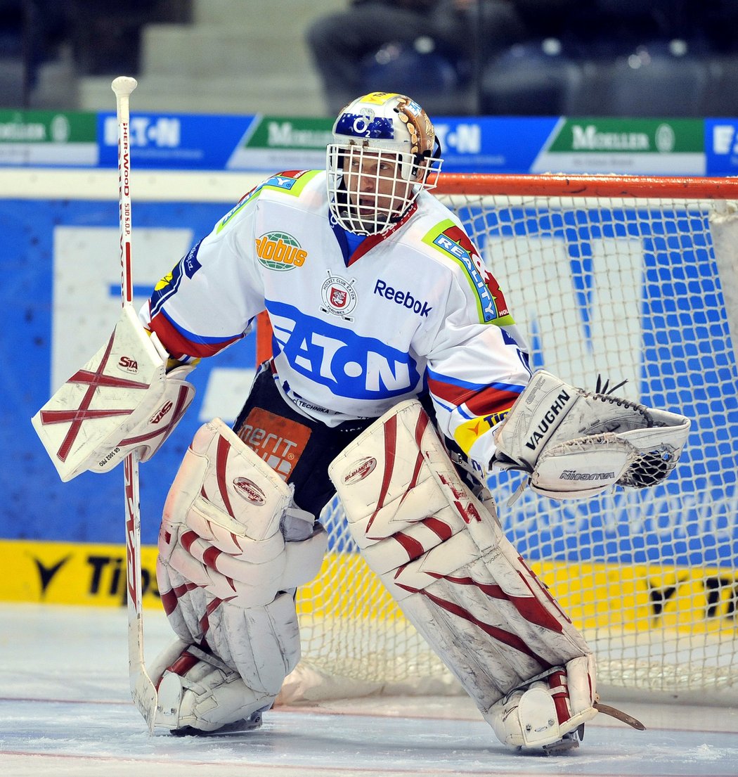 Dominik Hašek v dresu rodných Pardubic