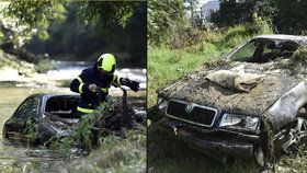 Auto hasiči našli o dva kilometry dál