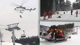 Evakuace lyžařů v Orlických horách! Na nejdelší lanovku tam spadl strom