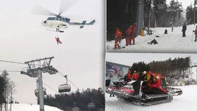 Evakuace lyžařů v Orlických horách! Na nejdelší lanovku tam spadl strom