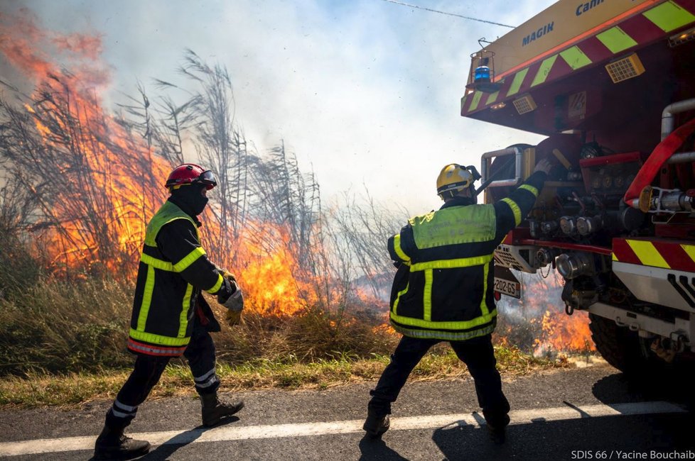 V populární francouzské kempařské oblasti Argeles-sur-Mer vypukly lesní požáry. Úřady musely evakuovat přes 2500 lidí. (17. 7. 2019)