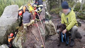 Pejsek se ve skalním bludišti zřítil do hluboké průrvy: Vypadalo to s ním bledě, ale stal se malý zázrak