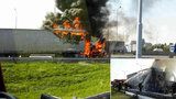Děsivá nehoda na dálnici D1: Rumunský kamion lehl popelem