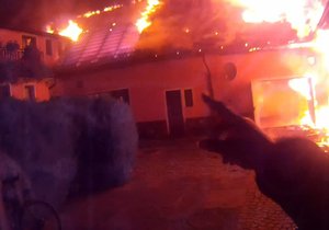 Požár domu na Klatovsku.